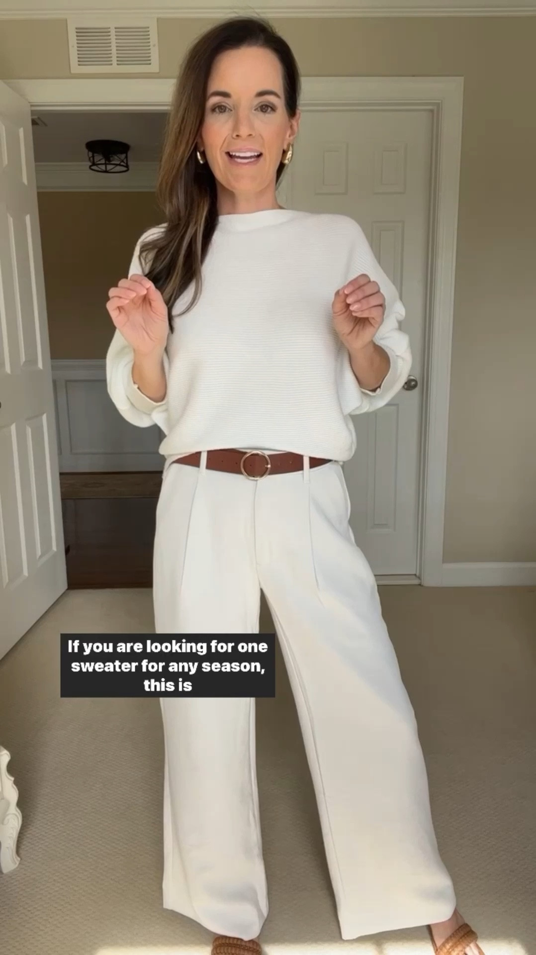 One sweater perfect for any season. 
Stretchy but not tight, comes in a ton of colors. Lightweight but not see through. One size fits most. 
White pants are from Abercrombie, wearing size 26 SHORT. (I’m 5’3) linking a similar Amazon option too. 

#LTKStyleTip #LTKFindsUnder50
