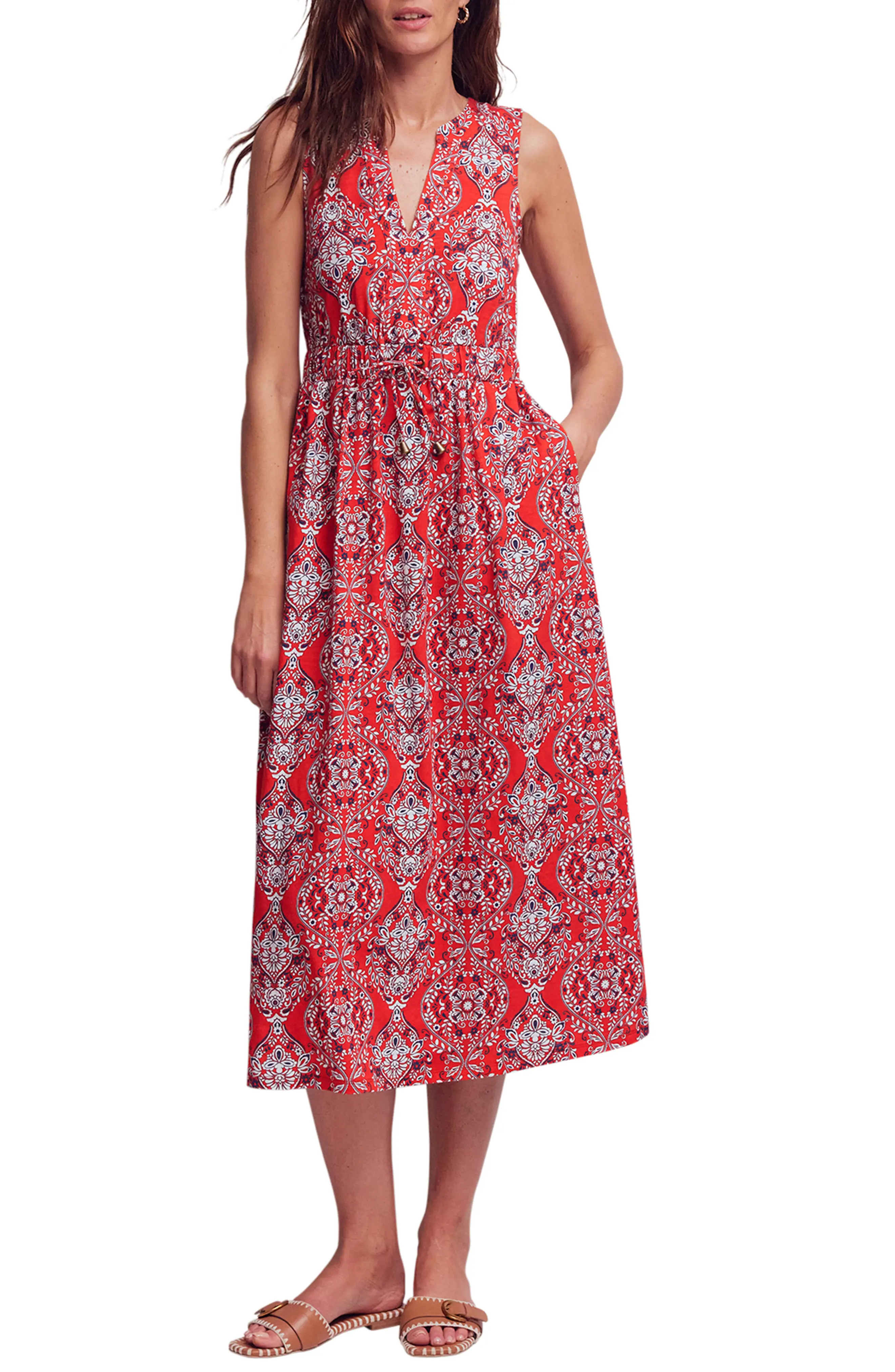 Boden Delphine Print Sleeveless Jersey Midi Dress (Women) | Nordstrom | Nordstrom