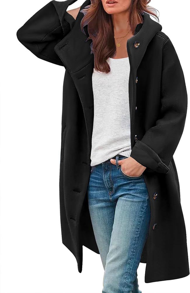 SAUKOLE Womens Wool Blend Pea Coat Fashion Winter Dressy Overcoat Single Breasted Trench Jackets ... | Amazon (US)