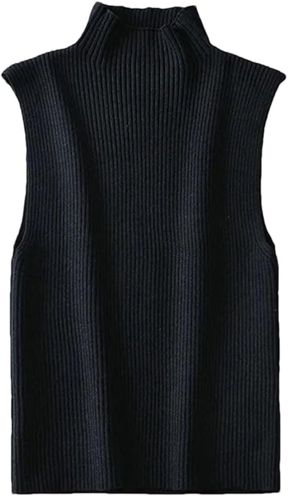 Rfmfkkg Women Knitted Tank Tops Mock Neck Sweater Vest Sleeveless Slim Fitted Pullovers Tops | Amazon (US)