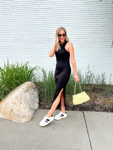 Casual chic date night outfit. Black ribbed old navy dress with walmart sneakers. Size small in dress- tts. Size 8 in shoes- tts 

#LTKxWalmart #LTKStyleTip #LTKSummerSales