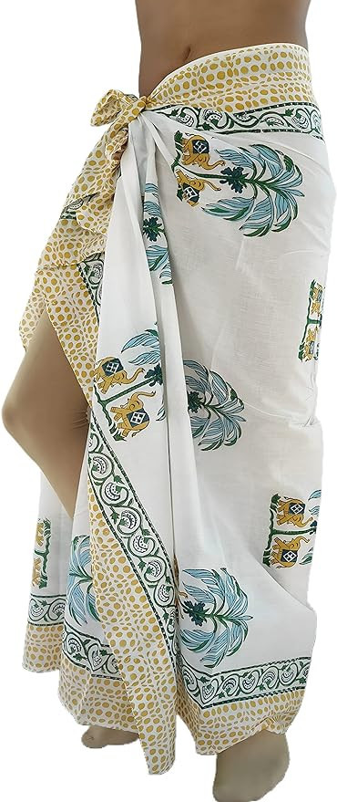 100% Cotton Swimsuit Beach Sarong Cover Ups for Women Swimwear Pareo Indian Hand Block Print Beac... | Amazon (US)