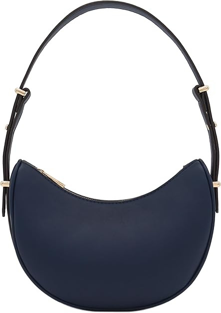 Small Crescent Smooth Faux Leather Underarm Shoulder Bag | Amazon (US)