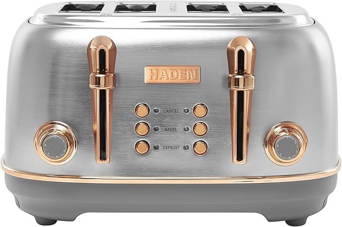 Haden Heritage 4 Slice Wide Slot Stainless Steel Toaster with Adjustable Browning Control & Non-S... | Amazon (US)