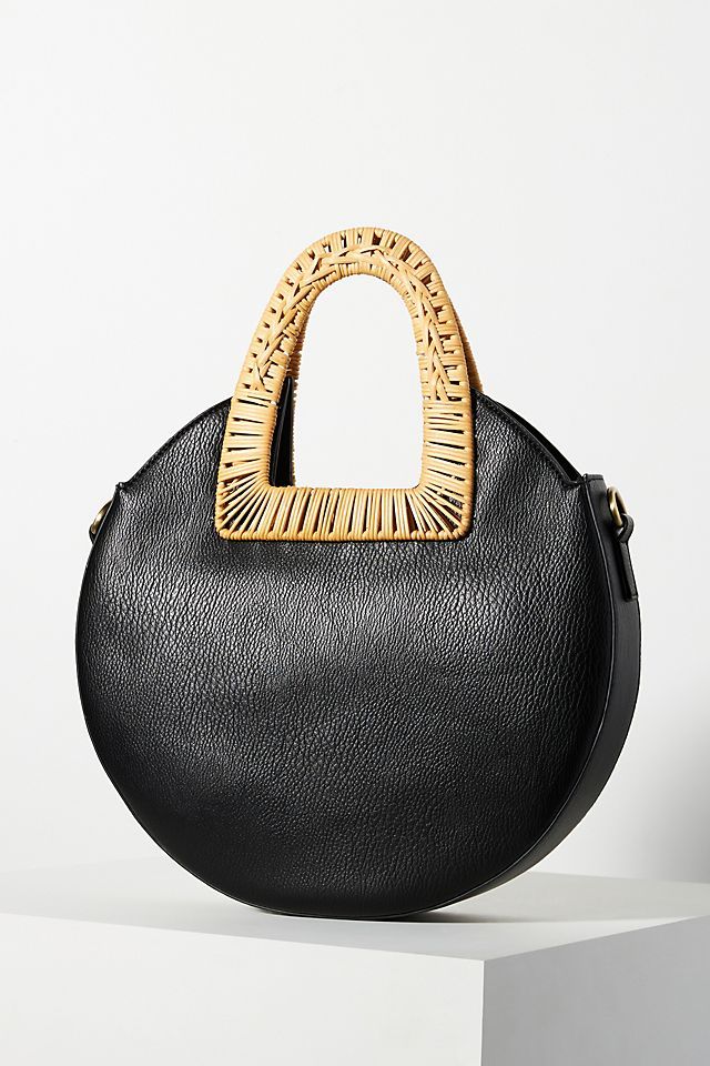 Circular Vegan Leather and Rattan Bag | Anthropologie (US)