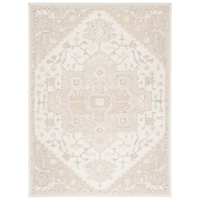 Oriental Handmade Handwoven Wool Ivory / Beige Area Rug | Wayfair North America