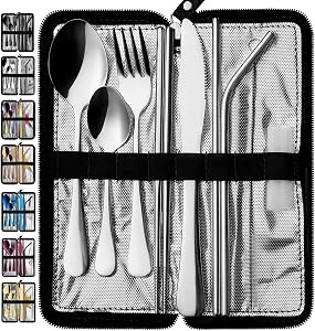 VANDBAO Portable Travel Utensils, Reusable Silverware with Case for Fixing Tableware, 9 Pieces St... | Amazon (US)