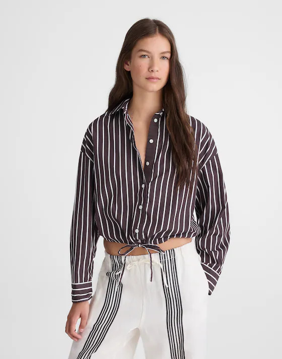 Drawstring Button-Up Shirt in Poplin | Madewell