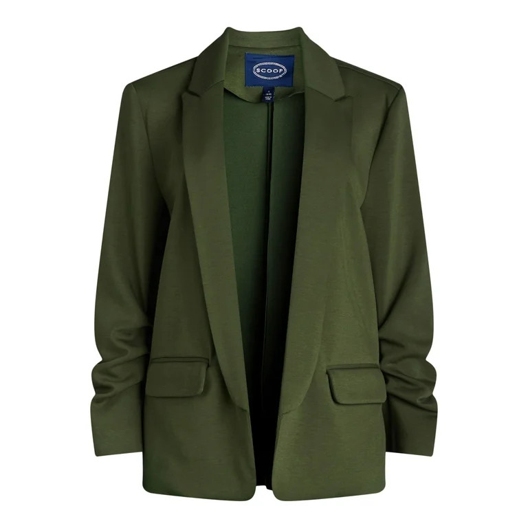 Scoop Women's Relaxed Scuba Knit Stretch Blazer with Scrunch Sleeves, Sizes XS-XXL | Walmart (US)