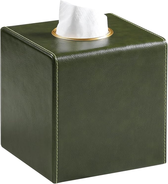 MEIBOOCH Square Tissue Box Cover, Luxury PU Leather Tissue Holder with Magnetic Closure (Dark Gre... | Amazon (US)