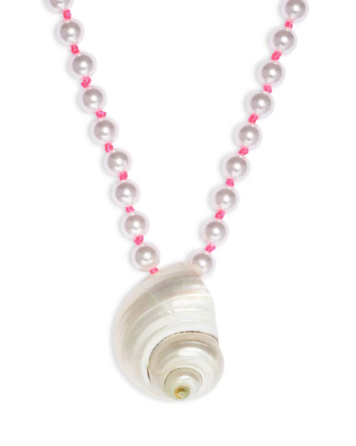 Shell Imitation Pearl Beaded Pendant Necklace In Pearl/pink | Shop Simon