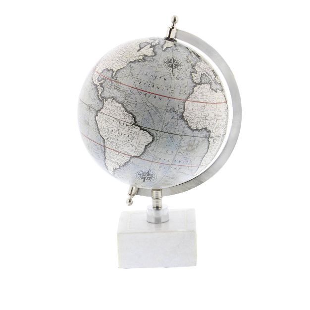 13" x 9" Contemporary Decorative Globe with Iron and Ceramic Stand White - Olivia & May | Target