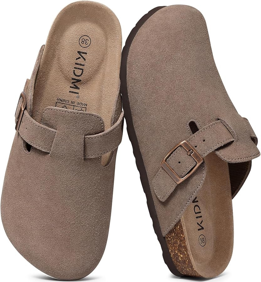 KIDMI Genuine Suede Clogs for Women Men Cork Footbed Mules Potato Shoes | Amazon (US)