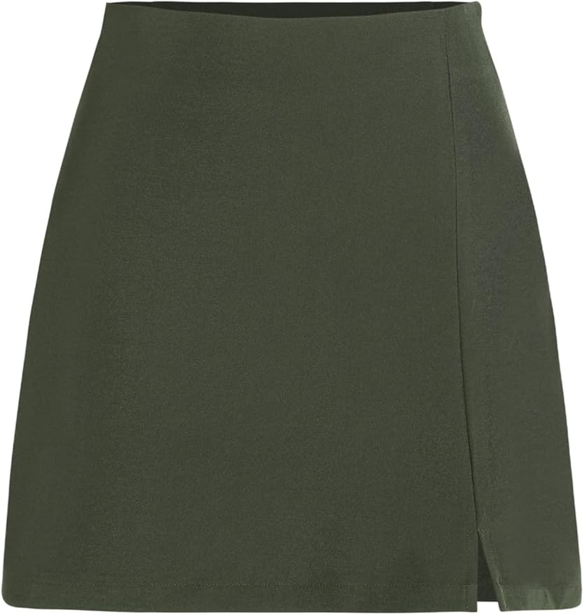 CIDER High Waist Zip Up Slit Mini Skirt | Amazon (US)