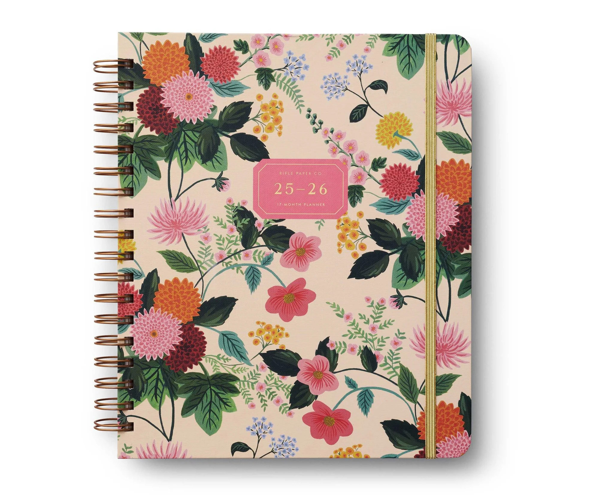 2025-2026 Dahlia 17-Month Academic Hardcover Spiral Planner | Paper Source