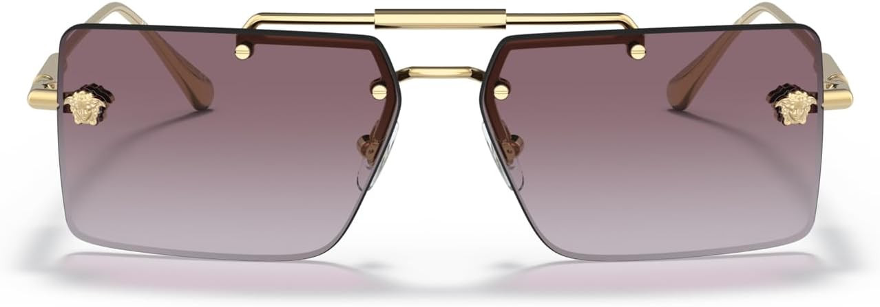 Versace VE 2245 10028H Gold Metal Rectangle Sunglasses Purple Gradient Lens | Amazon (US)