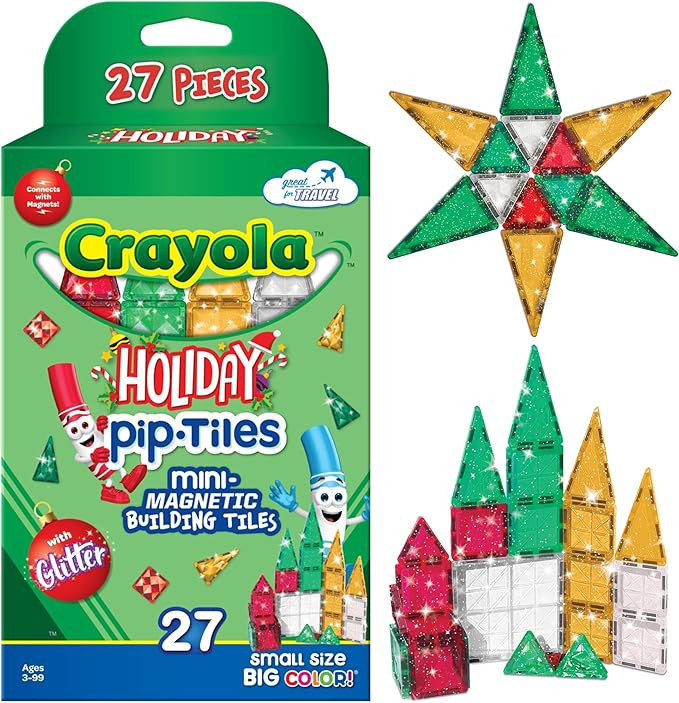 CreateOn Crayola Holiday Glitter Mini PIP Magnetic Tiles, Magnetic Kids’ Building Toys, STEM Le... | Amazon (US)
