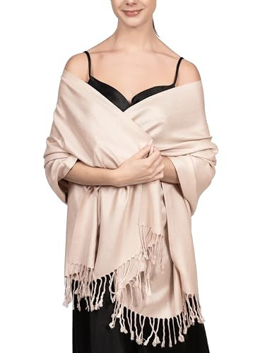 Achillea Soft Silky Pashmina Scarf for Women – Shawl Wrap for Evening Dresses, Bridesmaids, Weddings & Everyday Wear (Tan) | Amazon (US)