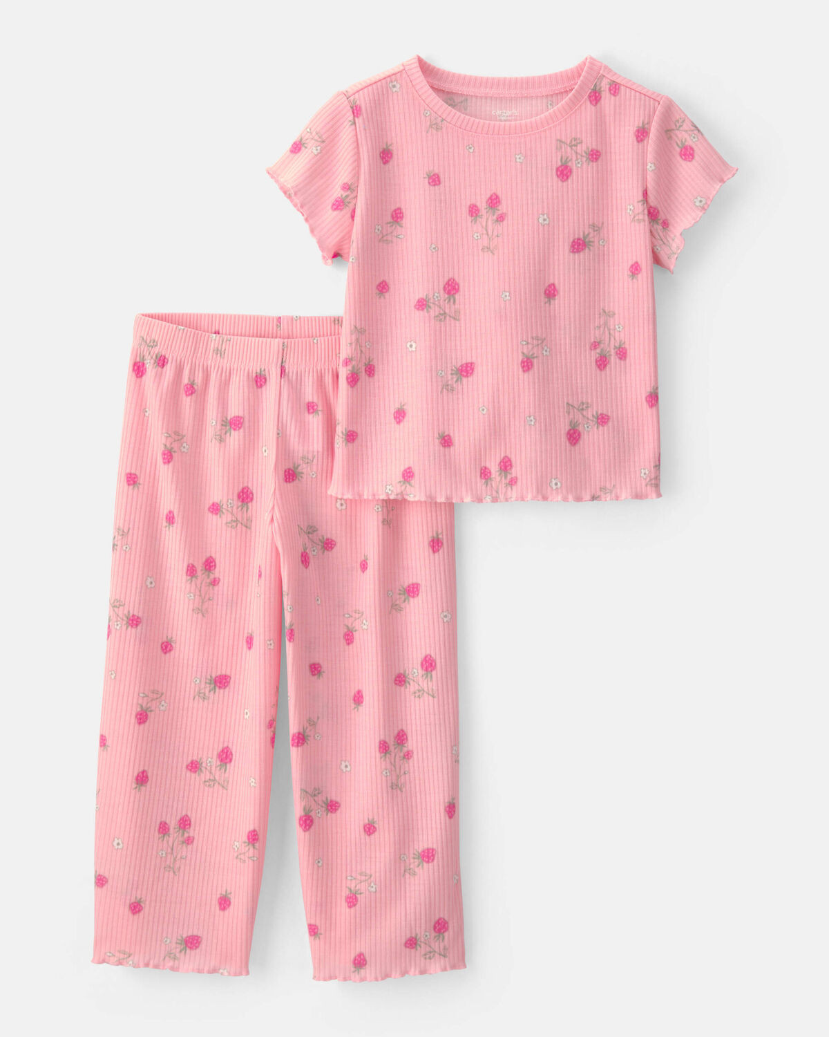 Toddler Girl Strawberry Rib Loose Fit 2-Piece Pajama Set - Pink | Carter's Inc