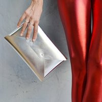 Silver Leather Clutch Bag/Envelope Genuine Wedding Bridesmaid Gift Medium Size Christmas | Etsy (US)