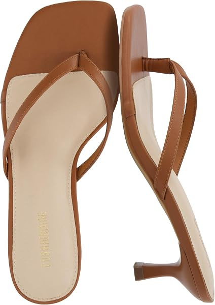 CUSHIONAIRE Miami Kitten Heels for Women, Thong Flip Flop Heeled Sandals with Memory Foam, Slip On Dressy Sandal | Amazon (US)