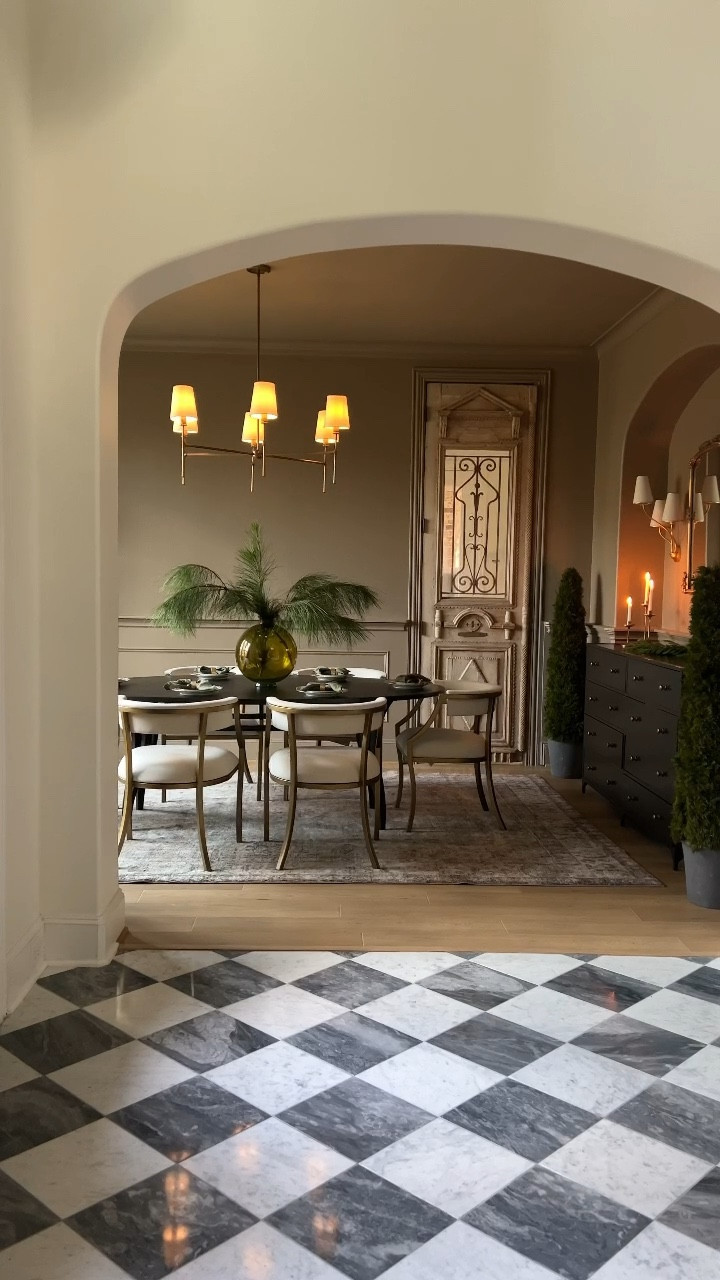 Linking everything to our dining room. Our door is from the preservation  company and our cypress trees are from RH but I’ve linked similar Amazon options. The large vase was my grandmas and is not linkable. 