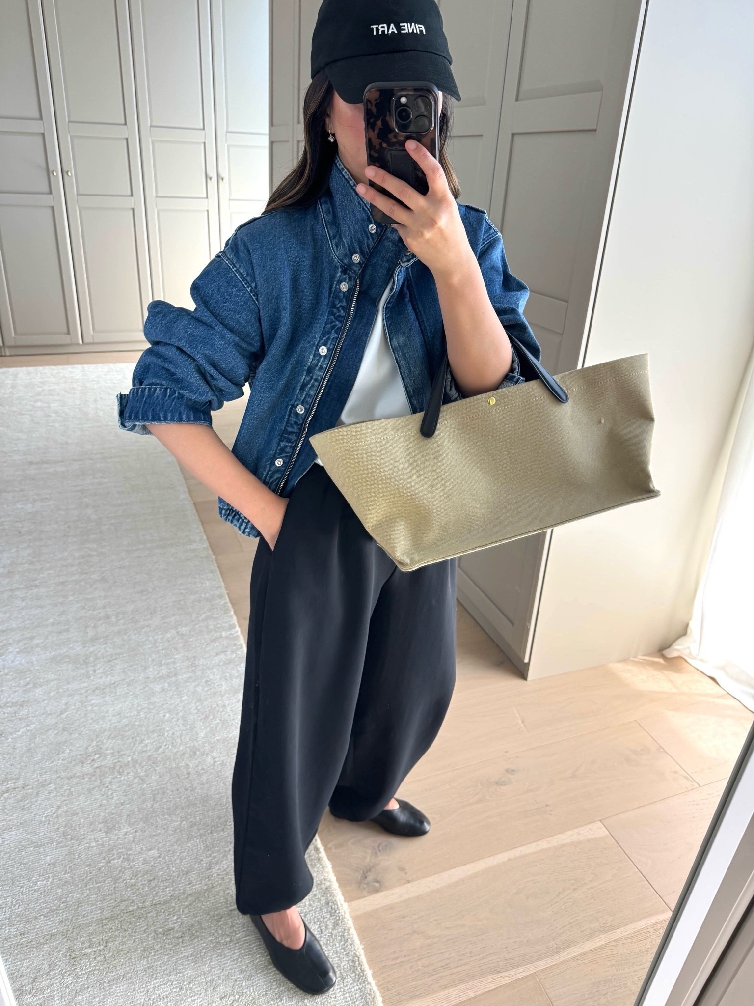 The Aritzia crepe balloon pants I can’t stop wearing! petite-friendly & so comfy. I have several colors 

Aritzia tee medium
Madewell jacket small
Aritzia balloon pants xs
Reformation flats 5
Amazon tote
Fine Art hat
Electric Picks earrings

#LTKPetite #LTKOver40 #LTKmomlife