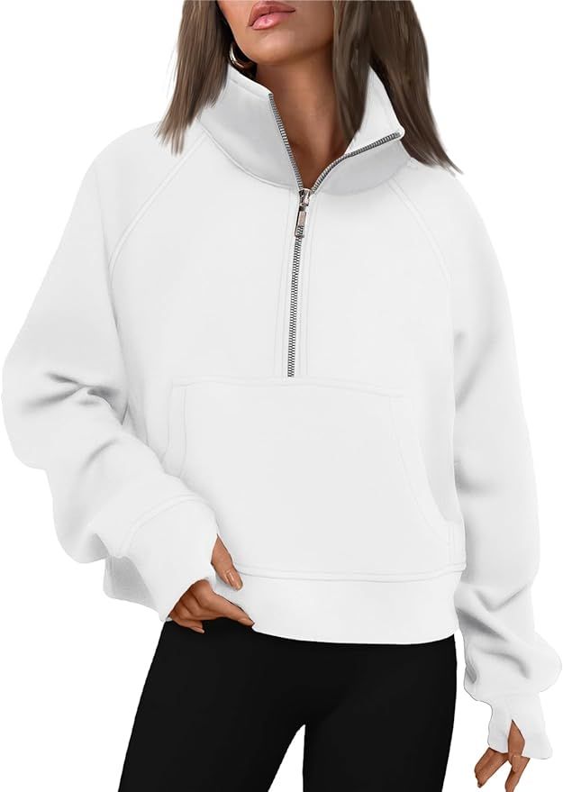 AUTOMET Womens Sweatshirts Half Zip Cropped Pullover Fleece Quarter Zipper Hoodies Fall outfits C... | Amazon (US)