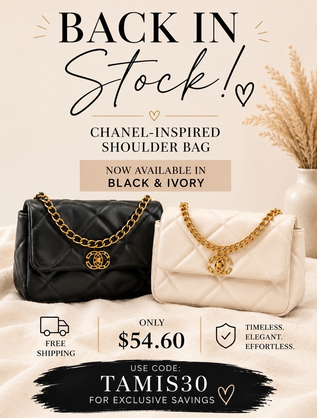 Classic pieces I'll wear on repeat.
My favorite VICI dresses are finally back in stock, and so is the designer-inspired quilted bag I'm always reaching for.
* White midi dress
88 Pink tweed dress
2 Bag available in black & ivory
Use code TAMIS30 for extra savings.
#LTKStyle #LTKFashion #VICIStyle #NeutralStyle #ClassicFashion #DesignerInspired

#LTKootd #LTKSeasonal #LTKSaleAlert