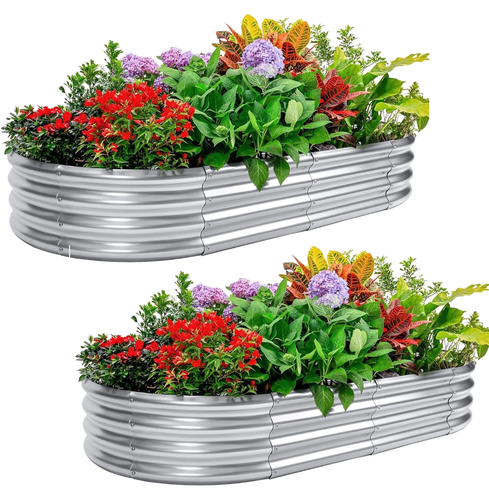 Funcid Galvanized Raised Garden Bed Kit, Metal Oval Planter Box for Outdoor, Garden Bed for Plant... | Walmart (US)