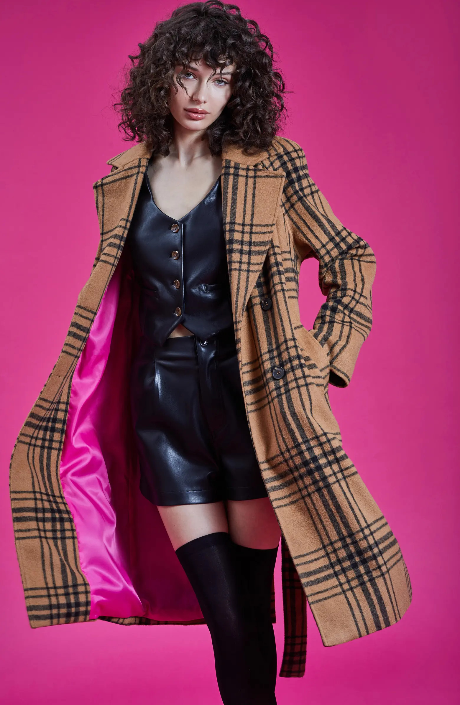 Windowpane Plaid Double Breasted Overcoat | Nordstrom