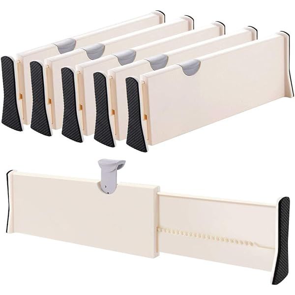 Set of 8 Adjustable Drawer Dividers Organizer Separators Plastic Dresser Organizer for Bedroom, Bath | Amazon (US)