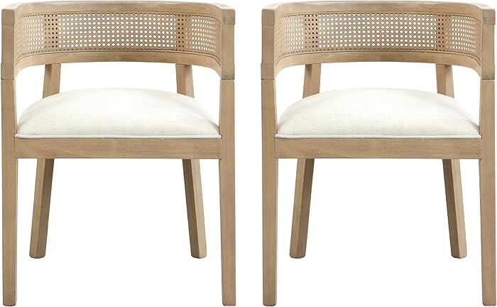 Merax Dining Chairs Set of 2, Aceent Chairs, Armchair with U‑Shaped Upholstered Seat and Rattan... | Amazon (CA)