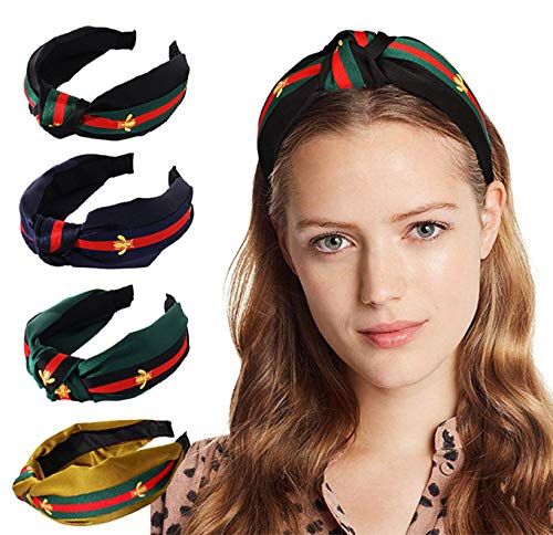 BHMBKCT 4 Pack Headbands Wide Knot Turban Headband Green Red Stripe Headbands Hair Accessories fo... | Amazon (US)