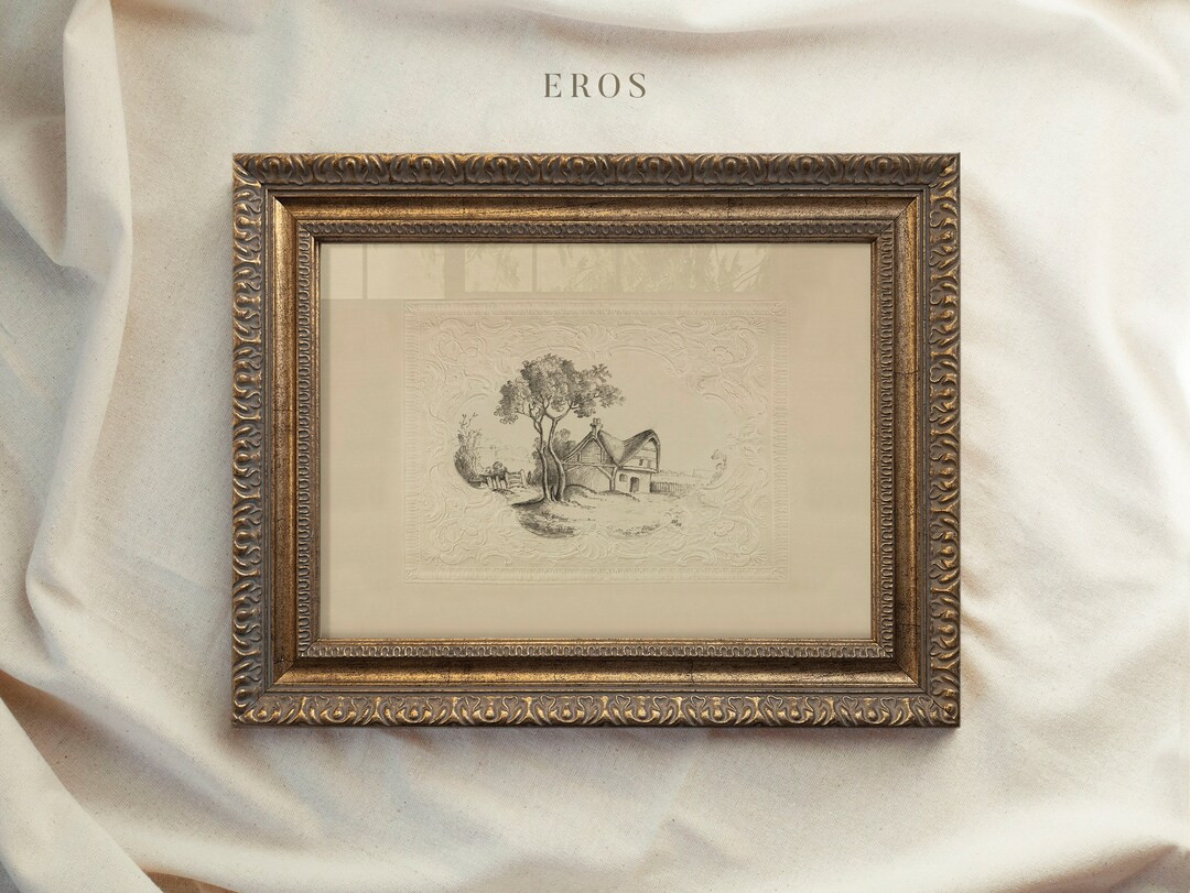 Vintage Art Framed, Minimalist Art, Minimal Landscape Sketch, Vintage Line Drawing, Sketch Art, O... | Etsy ROW