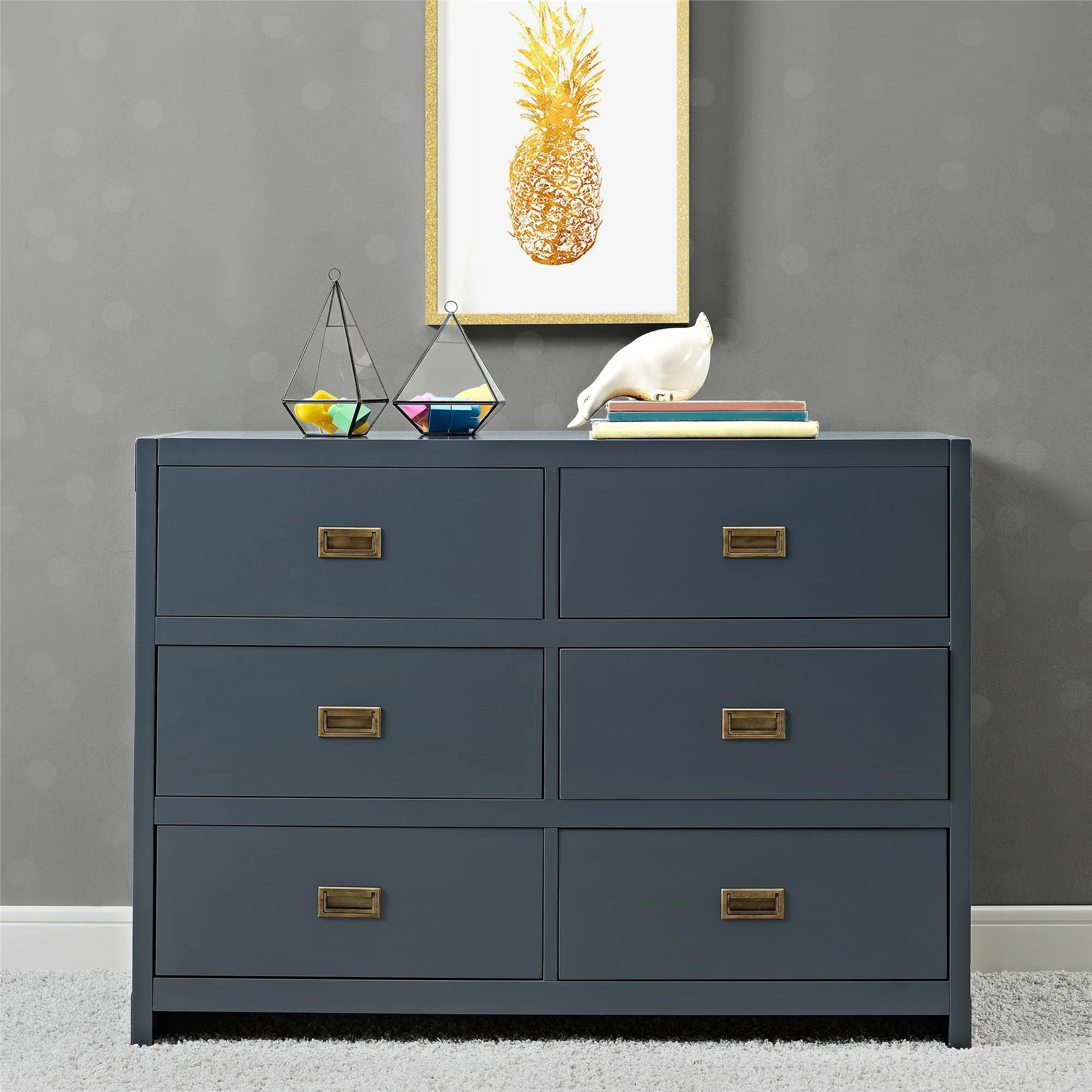 Baby Relax Miles 6-Drawer Dresser, Nursery Furniture, Graphite Blue | Walmart (US)