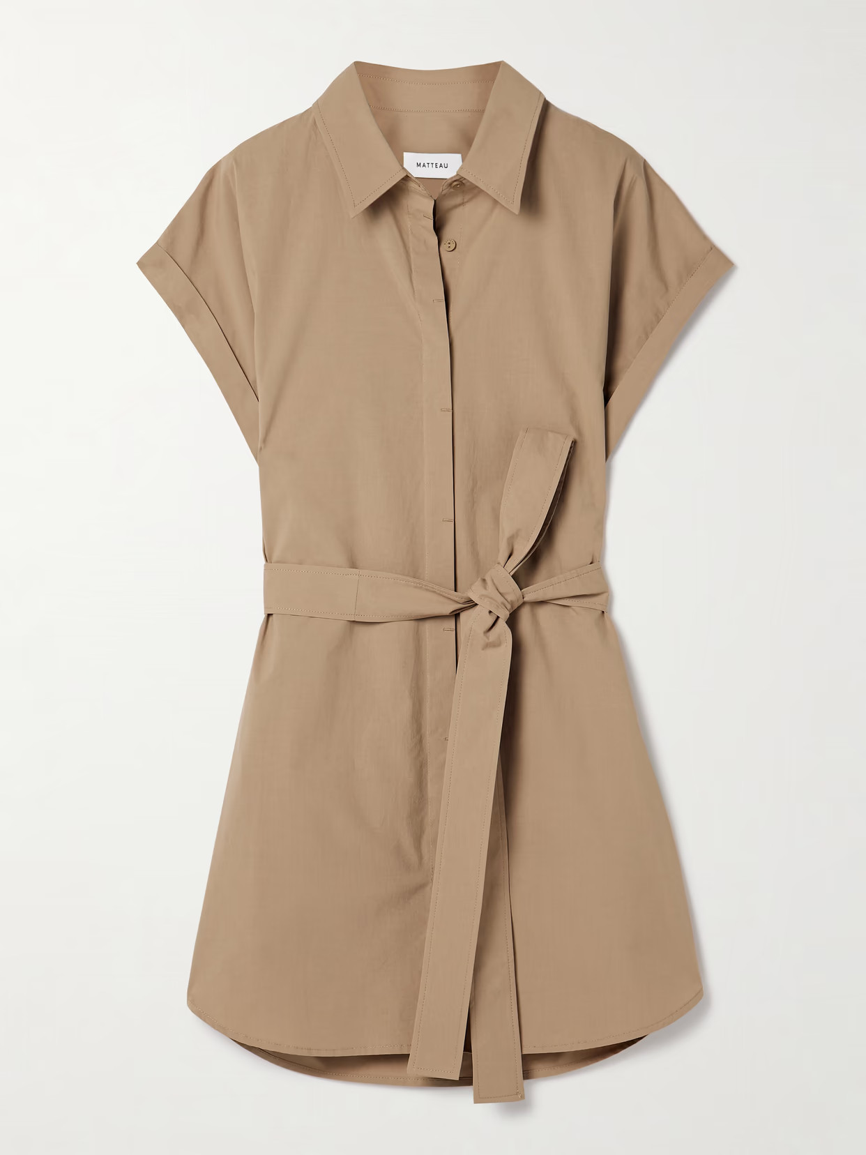 Matteau - Belted Organic Cotton-poplin Mini Shirt Dress - Beige - 5 | NET-A-PORTER APAC