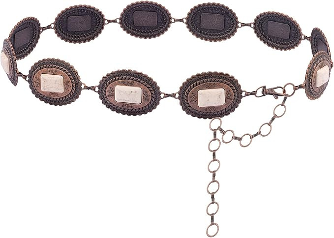 Rustic Couture's Western Chain Belt for Women Cowgirl Rustic Metal Waist Concho Belts | Amazon (US)