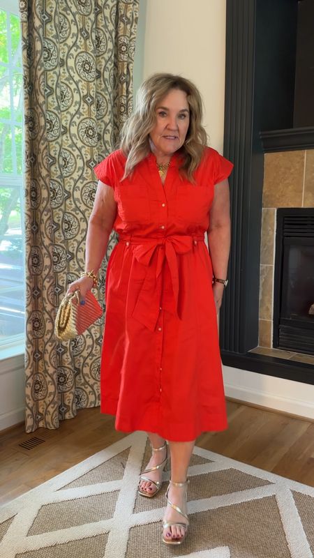 Size large in this lightweight twill dress. 

Also comes in other colors and prints. But the red 😍

Paired with some gold accents. 

Target Walmart 

#LTKMidsize #LTKFindsUnder50 #LTKOver40