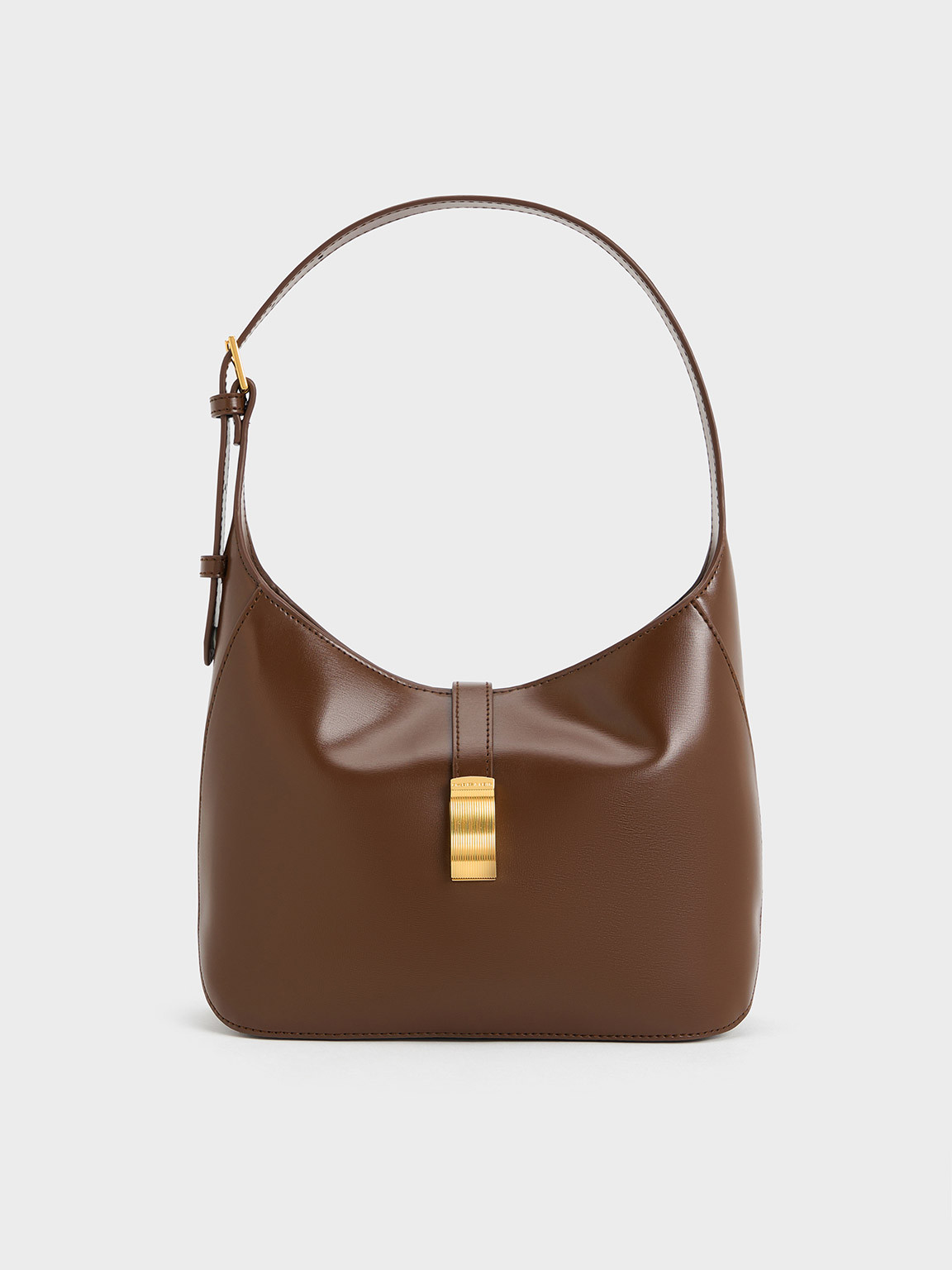 Dark Brown Wisteria Belted Shoulder Bag | CHARLES & KEITH | Charles & Keith EU