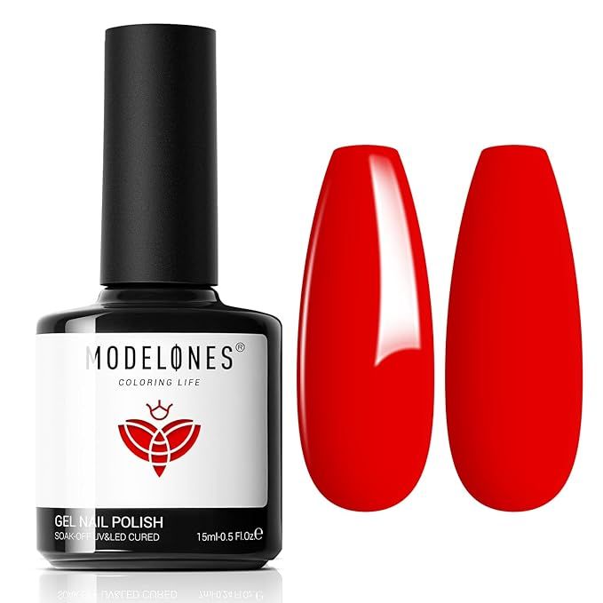 modelones Red Gel Nail Polish, 1Pcs 15ml Red Color Gel Polish Soak Off LED Red Nail Polish Gel Ma... | Amazon (US)