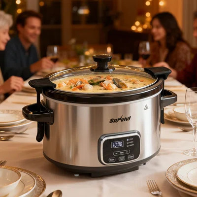 4 Quart Programmable Slow Cooker, Digital Slow Cooker With Timer, 3 Cooking Modes, Locking Lid, Dishwasher-safe Ceramic Pot, Glass Lid, Stainless Stee | Wayfair North America