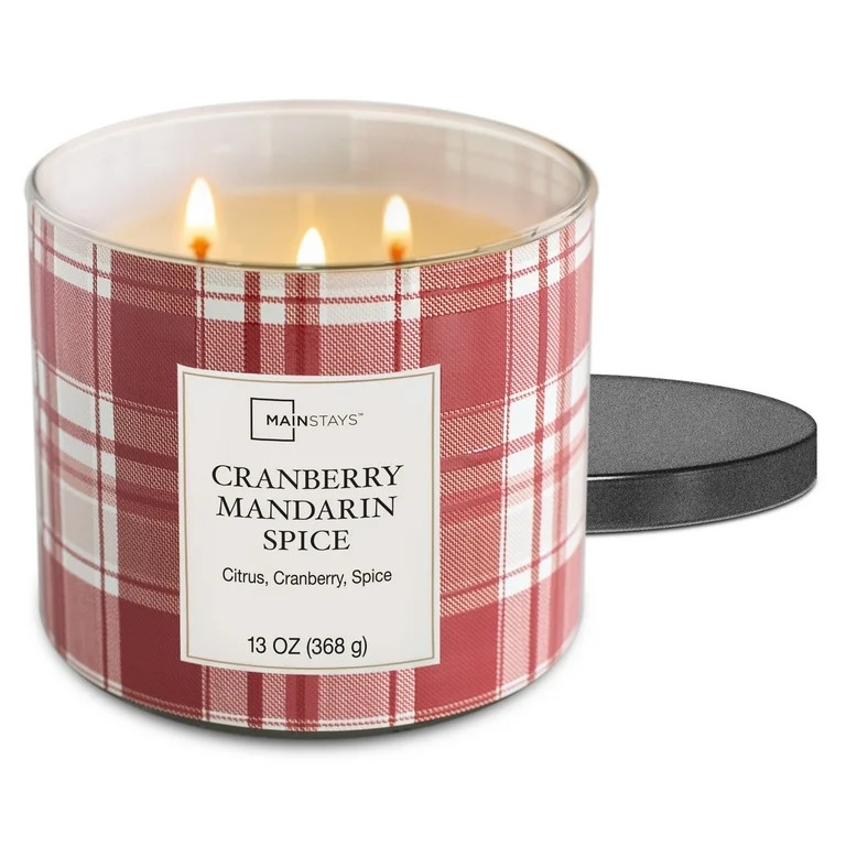 Mainstays Cranberry Mandarin Spice Scented 3-Wick Candle, 13 oz. | Walmart (US)