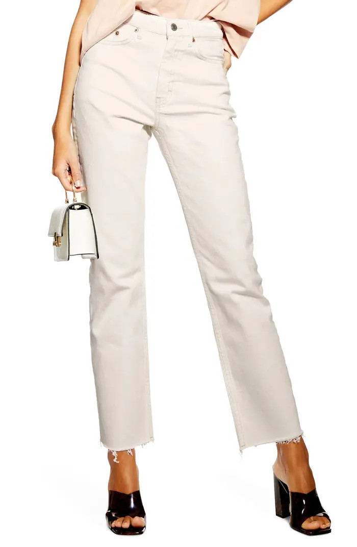 TOPSHOP Straight Leg Raw Hem Jeans | Nordstrom | Nordstrom