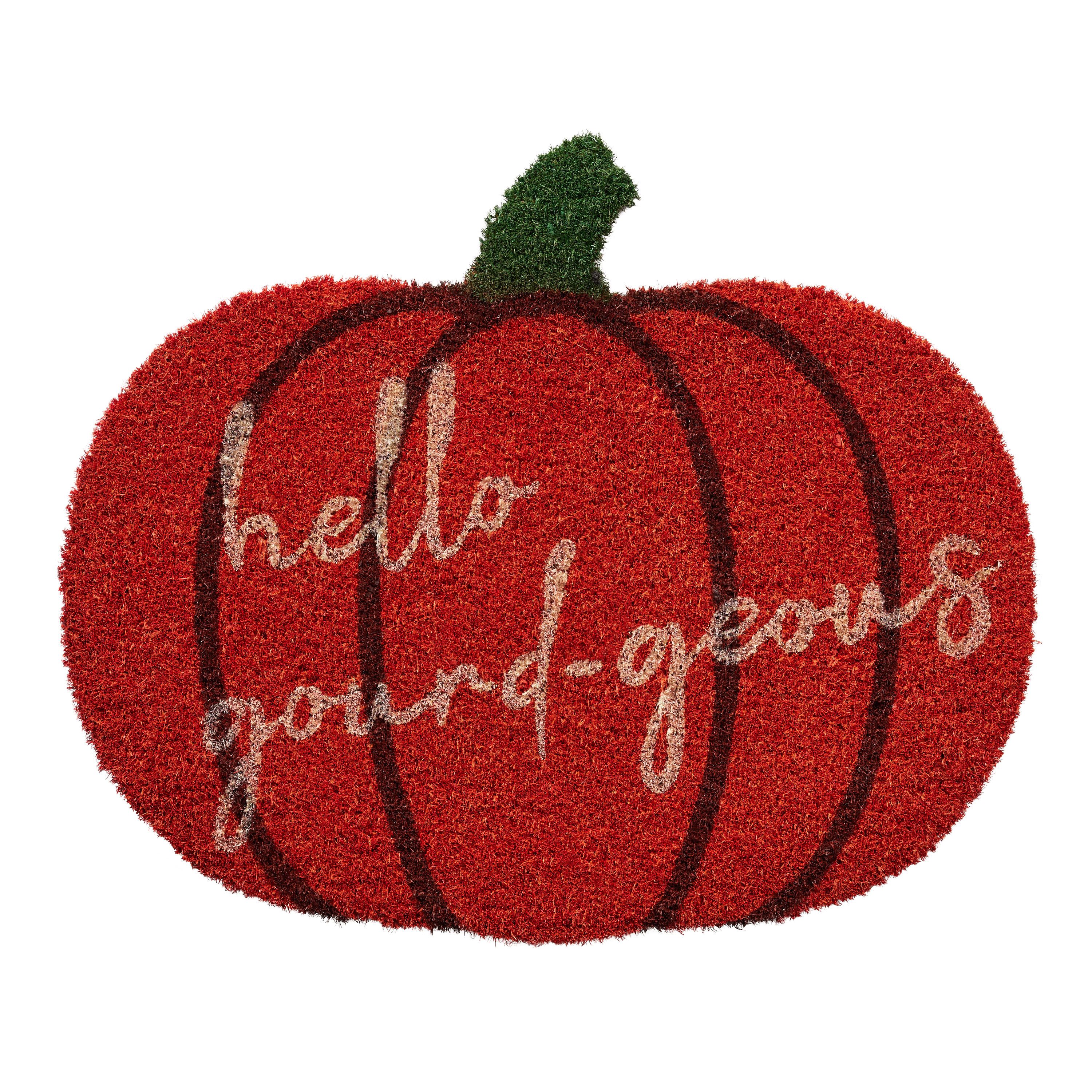 Orange Hello Gourdgeous Pumpkin Coir Doormat | World Market