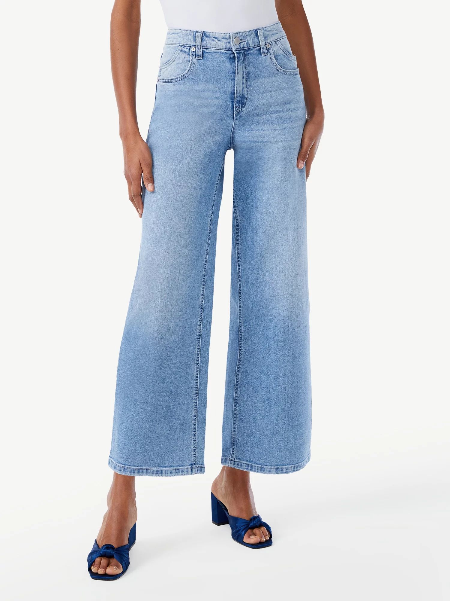 Scoop Women's Marietta Wide Leg Cropped Jeans - Walmart.com | Walmart (US)