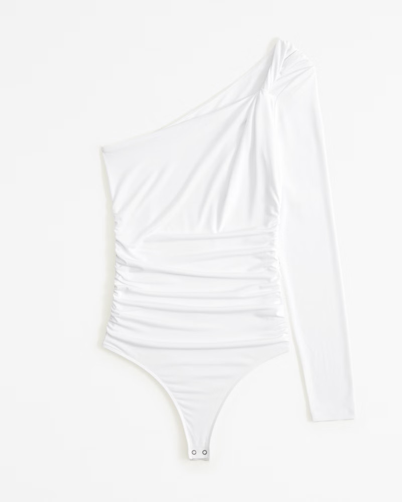 Long-Sleeve One-Shoulder Twist Ruched Bodysuit | Abercrombie & Fitch (US)