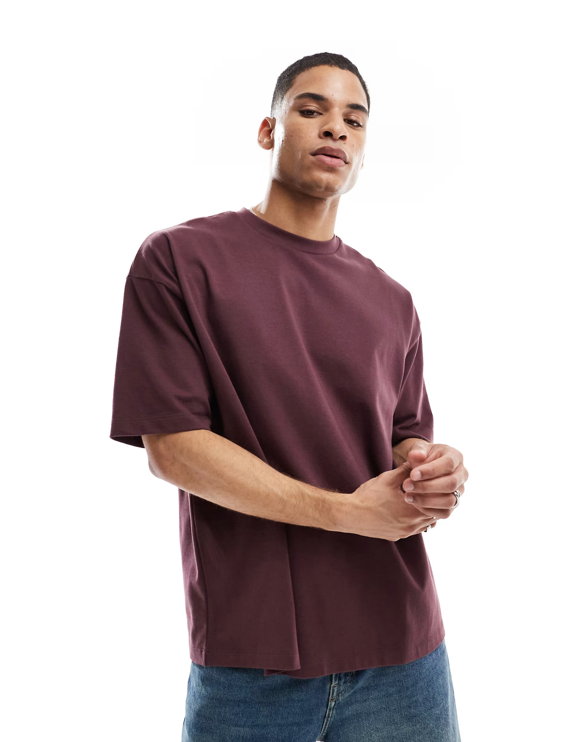 ASOS DESIGN heavyweight oversized t-shirt in burgundy     | ASOS | ASOS (Global)