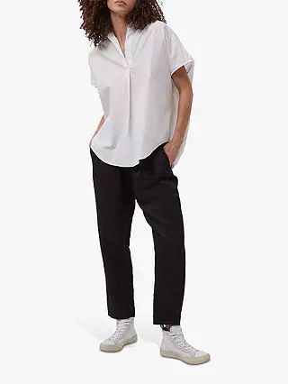 French Connection Cele Rhodes Poplin Short Sleeve Shirt, Linen White | John Lewis (UK)