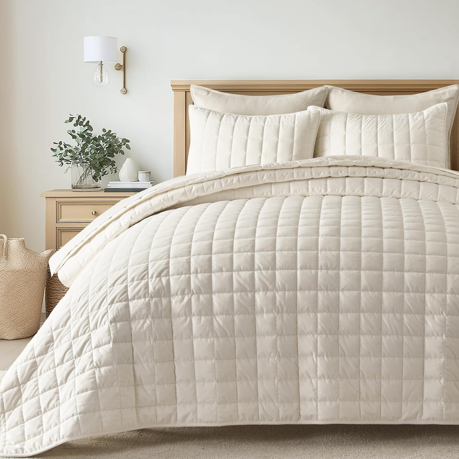 EVERGRACE Pearl Velvet Quilt Set Full Queen Size, Luxurious Soft Velvet Comforter, Lightweight Ov... | Amazon (US)